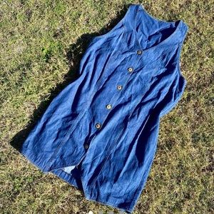 90s Denim Dress / Midi Length / All New Buttons